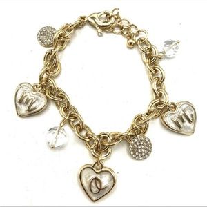 Mom Swarovski Crystal Charm Bracelet Gold Overlay